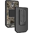Nakedcellphone Case with Clip for CAT S22 Flip Phone, [Outdoor Camouflage] Slim Hard Shell Cover and [Rotating/Ratchet] Belt Hip Holster Holder Combo - Bush Camo Design