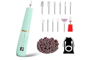 XunmotorYao Torno para Uñas Profesional 12 in 120000 RPM Lima Eléctrica Uñas Seguro LCD Kit de Manicura y Pedicura Eléctrico Profesional Nail Drill Recargable USB para Uñas de Gel,Verde