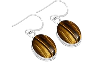 JEWELOPORIUM Boucles d'oreilles pendantes en argent sterling 925 véritable, faites à la main, avec pierres précieuses naturelles, améthyste, grenat, ambre et onyx, bijoux bohèmes ovales pour femmes
