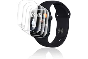 ICESPRING Tempered Glass Screen Protector for Apple Watch Series 7/8/9, 41 mm, Pack of 4, Soft TPU Scratch-Resistant, iWatch 9, 41 mm, Fingerprint ID Protective Glass for Apple Watch 9, 41 mm
