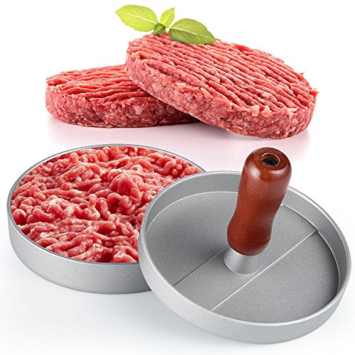 Antihaft Hamburgerpressen, FineGood Patty Maker Aluminium-Patty-Form für BBQs Picknick-Party Hausgemachte Hamburger-Speckwurst – Silber - 3
