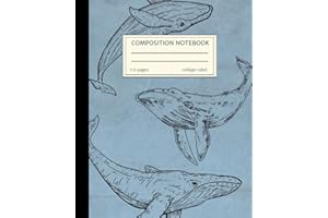 Composition Notebook Vintage Ocean Life: Vintage Aesthetic College Ruled Notebook with Whale Illustration - Sea Life Journal for School, College, Work, Home - 7.5x9.25