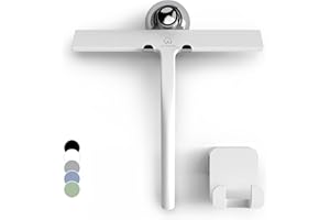 GÜTEWERK Juego de limpiacristales de Ducha con Ganchos, Color Blanco, 23 cm, sin taladrar, Extractor de Silicona para Ducha, baño, baño, Ventana, Acero Inoxidable, limpiacristales, limpiacristales
