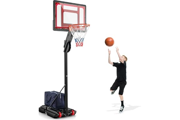 GOPLUS Panier de Basket Extérieur sur Pied, Hauteur Réglable 1,05-2,6 m, pour Enfants et Adultes