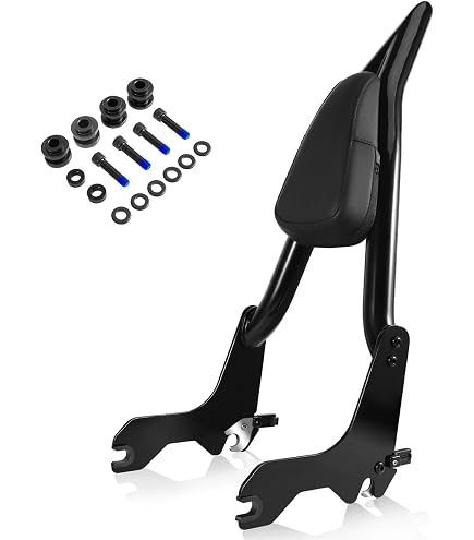 TCMT Tall Sissy Bar Passenger Backrest - Gloss Black, Fits Harley Softail Street Bob 2018-2025