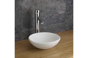 Clickbasin Cloakroom or Ensuite Basin Bowl White Ceramic Round Small Countertop Basin Sink 285mm Dia GELA