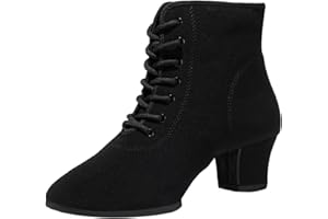ZHENSI Scarpe da Ballo da Donna Suola Spezzata Scarpe da Ballo Moderne Suola in Gomma Stivaletti con Tacco Medio Grosso