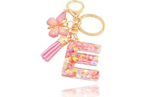 ZYMGUO Portachiavi Donna con Iniziale Rosa Portachiavi Ragazza Lettera Portachiavi Farfalla Borsa con Iniziale A-Z 26 lettera iniziale ciondolo portachiavi - Regalo sorelle amicizia idee
