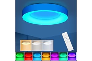 LEZOE RGB LED Deckenleuchte Dimmbar mit Fernbedienung, 24W 2400lm RGB LED Deckenlampe Dimmbar Farbwechsel 3000K-6500K für Wohnzimmer Schlafzimmer Kinderzimmer Küche Badezimmer Rund 28cm