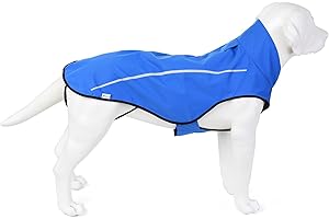 MILE HIGH LIFE Milla de Vida Alta | Chubasquero para Perros | Ropa para Mascotas Ajustable e Impermeable | Chaqueta Impermeable Ligera con Raya Reflectante | Fácil de Poner (Azul, M)