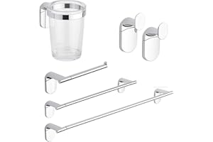 METAFORM Set accessori bagno kit completo Zero Cromo 5 pezzi in Acciaio Cromato e ABS