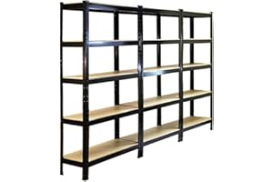 Monster Racking - 3 Rayonnages T-Rax en Acier sans Boulons Noirs 75cm x 30cm x 150cm