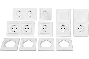 MC POWER - Flair - Juego de enchufes e interruptores de pared I Standard I 20 piezas I Enchufe con protección de contacto blanco mate