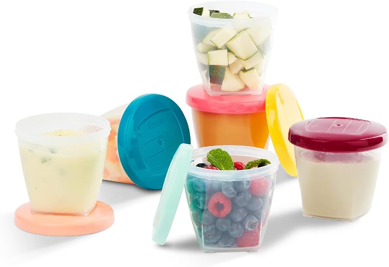 Babymoov Babybols Lot de 6 Pots de Conservation pour Bébé 250ml, Gradués, Garantis sans BPA, Hermétiques, avec Surface réinscriptible