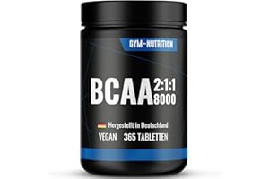 ‎GYM NUTRITION BCAA Tabletten – 365 Stück – Essenzielle Aminosäuren aus Leucin, Isoleucin & Valin (2:1:1) – Alternative zu Kapseln – Vegan – Produziert in Deutschland