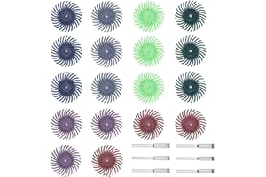 Treki 18pcs Disques à Poils Radiaux de 25 mm Disques Radiaux à Poils Disques Abrasifs à Poils Radiaux avec Tige 3mm Roue de Polissage 80/120/220/400/600/1000 Grains Outils Rotatifs Nettoyage
