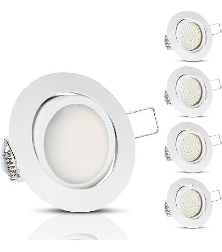 TEVEA Ultra Flach LED Einbaustrahler – 3,5 W, 300 Lm, 230 V, 5er Pack In Silber (Tageslichtweiß 5000 K)