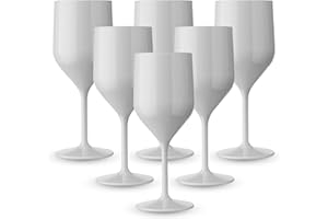 BRYNA BY AMZ BETTER BRYNA - Set de 6 Pièces Verres Croisiere 25 Cl en Polycarbonate (Plastique Rigide), 100% Design Italien, Verres Incassables, Verres à Vin Réutilisables et Lavables au Lave-vaisselle, Blanc