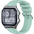 xhKJO Watchbands for Casio AE 1200 / W 218h / AE 1300 / F 91W/ W 218h / AQ S810W Strap, Silicone Watch Band Wrist Strap Bracelet Wristband for Casio W 219 / F 108WH/ AE 1000W / SGW 500H