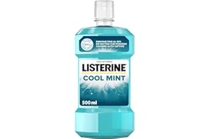 LISTERINE Cool Mint, Collutorio al gusto Menta a base di Oli Essenziali Antibatterici di Menta, Timo, Betulla, Collutorio Listerine per un alito fresco e un'igiene orale completa, 500 ml