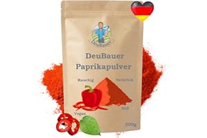‎DEUBAUER DeuBauer® Paprika edelsüß aus Deutschland - fruchtig rauchig milder Geschmack - Paprika fein gemahlen - feinstes Paprikapulver edelsüß ungarisch - perfekt für Schmorgerichte,Soßen,Fleisch 200g