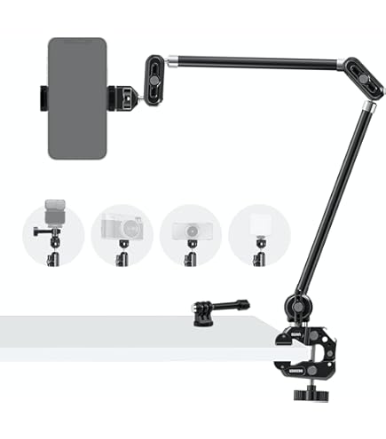 ULANZI Desk Mount Stand With Flexible Arm, Overhead Mount, Articulated Arm With 360° Rotatable Ball Head, Aluminum Stand For Ring Light/DSLR Camera/ Webcam/Panel Light - View #8