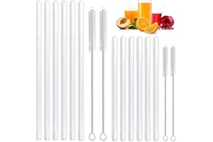 Annvchi glass straws reusable – transparent wide glass straws – suitable for cocktail glass – healthy, environmentally friendly, free from BPA (Bisphenol-A) (2 mm thick).