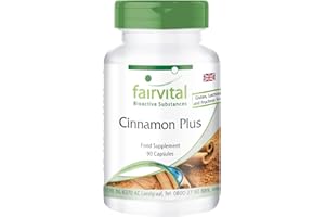 Fairvital | Cinnamon Plus - Bulk Pack for 3 Months - Vegan - HIGH Dosage - 90 Capsules - Cinnamon Extract with Chromium and zinc