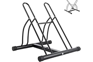 ARLOPU Soporte para Aparcar 2 Bicicletas, Soporte Bicicletas Suelo de Max 65 mm de Ancho de Neumático, Triangular Aparcabicicletas, Aparcamiento, Estacionamiento para Bicis, Negro, Interior y Exterior