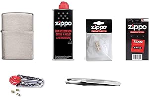 SUNMONDO + ZIPPO Zippo zestaw wyposażenia fabrycznego: Zippo zapalniczka chrom + benzyna, krzesiwo, knot, wata i pęseta