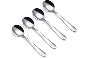 VANRA 4-Piece Bambini Cucchiai Rotondi in Acciaio Inox Bambini Cena Cucchiai Bambino Argento Posate Set 14,7 cm (4 cucchiai rotondi)