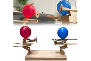 GAHWA 2 Player Balloon Bamboo Man Battle Game, 2024 New Balloon Game, Handmade Wooden Fencing Puppet Set for Exciting Balloon Battles, Fast-Paced Party Game for Kids and Adults (50 Balloons)