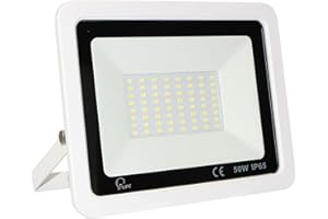 MILLE LUCCIOLE Projecteur LED Exterieur 50W,5000LM Spot LED Extérieur,Projecteur avec 72 LEDs Eclairage Exterieur IP65 Etanche,3000K Blanc Chaud Projecteur LED Extérieur,Pour Jardin,Garage,Entrée【Blanc】
