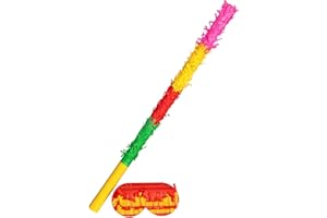 Fax Potato Pinata Stick & Blindfold Set - Multicolour - Mexican Kids Girls Boys Birthday Party Parties Games Decorations Kit
