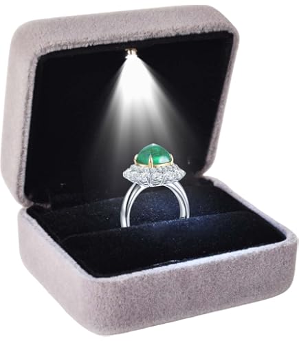 Scatola Per Anelli Con Luce LED Colexy - Velluto, Per Proposta, Matrimonio, Anniversario, Illuminazione Automatica (Blu) Presentazione Anello