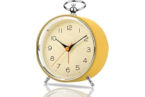 BCUUOZEEING Budzik analogowy w stylu retro, bez tykania, okrągły analogowy budzik z nocną lampką drzemką, zasilany bateriami, głośny dla osób śpiących głębokich, dzieci, seniorów, budzik, analogowy, do sypialni