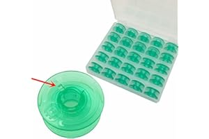 YEQIN Box of 25pcs Green Bobbins for Viking Husqvarna Designer Platinum Lily Series #4125615-45#4123078-G