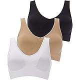 Boolavard Reggiseno Wellness 3-Set TM: Bianco, Nero e Color Pelle. GR. S - XXXL. per Ogni Figura, per Lo Sport e la Vita di T
