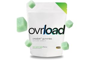 Ovrload Crealyte® Gummies, 90 Creatine Gummies (1 Month Supply), 4500mg per Serving, Added Electrolytes Vitamin D3 & Pink Himalayan Salt, Creatine Monohydrate Gummy for Men & Women, Sour Green Apple