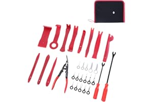 TOPWAY Herramientas Kit Desmontar Coche 30PCs, Herramienta de Eliminación de Palanca de Reparación de Panel Audio Puerta Automóvil con Pinzas de Clip de Sujeción 405750