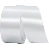 Satin Ribbon Width 40 mm, White Gift Ribbon, 22 m Satin Silk Ribbon, Fabric Ribbon for Wrapping Gifts, Crafts, Bridal Bouquet