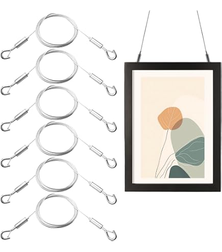 Cavo Acciaio TETEWEVER 4 Pezzi Inox Fune Metallica Regolabile Filo Con Loop Ganci, 2m × 1,5 Mm, Per Appendere Foto, Specchi, Opere D'arte Funi In Acciaio