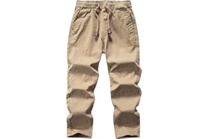 WIYOSHY Pantalones Chinos para niño de Color Liso con Cintura elástica y cordón