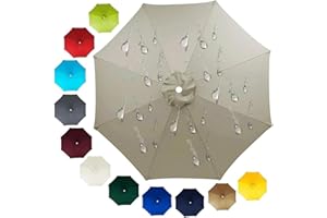 Hoowarm Toldo de Recambio de Sombrilla 2/2.3/2.5/2.7/3 Metros 6/8 Varillas Impermeable Cubierta de Repuesto para Sombrilla para Jardín, Patio, Piscina, Terrazas