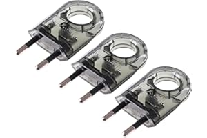 SPY-EARPIECE.COM Płaska wtyczka z okrągłym otworem, wtyczka 230 V, 6 A, wtyczka Schuko - płaska, europejska wtyczka płaska, wtyczka europejska - płaska, Euro - 2-biegunowa wtyczka płaska, 3 sztuki (wędzone)