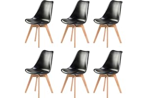AnYu Furniture Sillas de Comedor Pack 6, Sillas Comedor Modernas con Asiento Tapizado, Mesa y Sillas Cocina Silla Nordica de Cuero PU y Patas de Haya