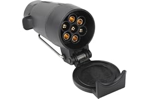 ‎QIPING Qiping 7 Poliger Anhänger Steckdose mit Schutzventil - Hängend Anhängerkupplung 7 Polig Weibliche Stecker - 12V - Schwarz - Wasserdicht