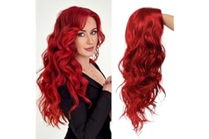 ‎SALAIBS Salaibs Lange Rote Lockige Wellige Perücken für Damen Natürliche Synthetische Welle Haar Perücken für Cosplay Halloween Party Gebrauch