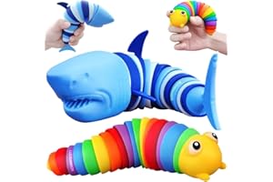 LUSTERMOON Giocattolo di decompressione per bruco oceano, squalo, giocattolo di decompressione, divertente, autismo, ADHD, giocattolo per bambini, decompressione, regalo per adulti (bruco + squalo)