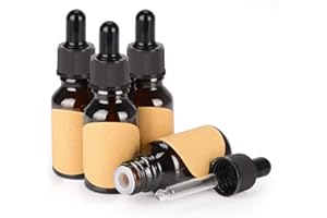 stonylab 15 ml (0,5 oz) 4-Pack Flacon Compte-gouttes en Verre, Marron Flacon en Verre Vide avec Compte-gouttes en Verre Conique, Bouchon Interne et Étiquette pour Huiles Essentielles Fragrances